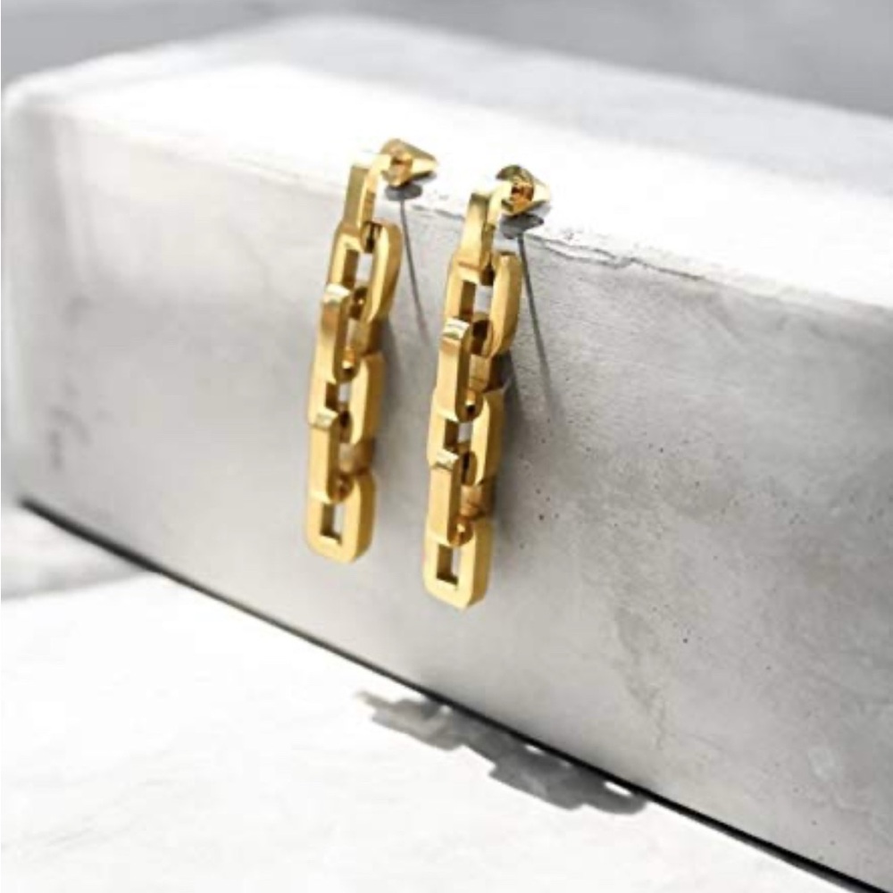 NWT 195.00 Eddie Borgo Supra Link Earrings necklace to match in closet) - Picture 3 of 3